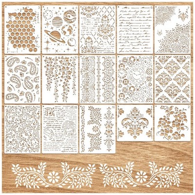 Cubist Stencils for Crafts Reusable Mixed Layering Pattern Stencils for Paint...