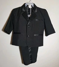 Toddler Boys Size 2T Formal Black Tuxedo Jacket and Pants NWOT