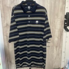 FootJoy Polo Shirt Mens Large Navy Striped Golf Performance