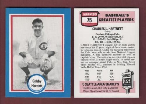 #75 GABBY HARTNETT, Cubs ~ Shakey's Pizza HOF/Baseball's Greatest Players Serie - Bild 1 von 1