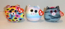 New TY Squish a Boos Plush Lot Giselle Kiki Heather Kitty Cat Set Mini 3.5" P40