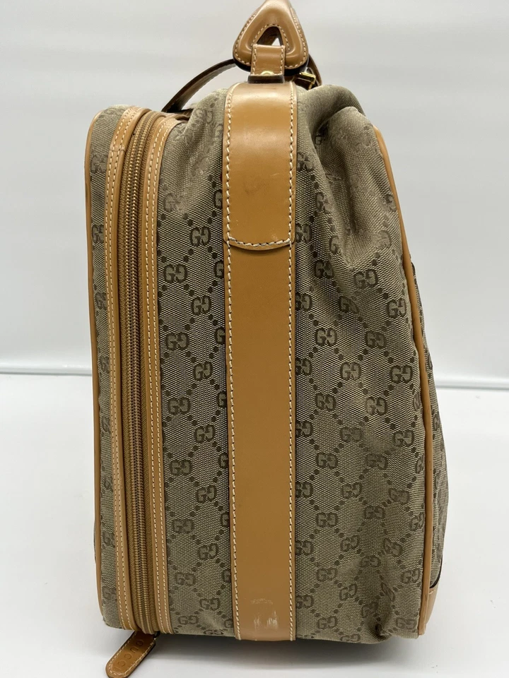 Gucci Maleta Bolso de Viaje GG Lona Cuero Equipaje de Mano Hecho en Italia Foto 4 de 4