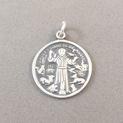 .925 Sterling Silver ST FRANCIS OF ASSISI CHARM NEW Pendant Medallion 925 FA32