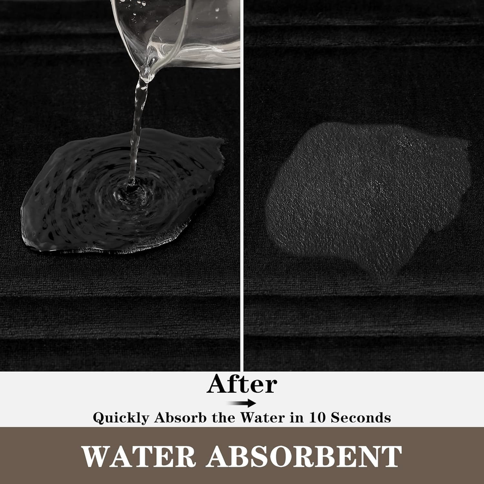 Black Memory Foam Bath Mat, Bathroom Rugs Sets 3 Piece, Non Slip Extra