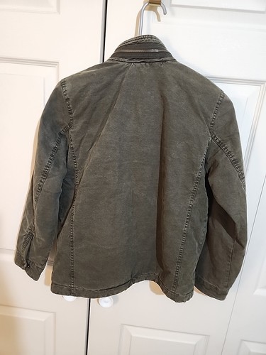 Levi's Field Jacket Boy's Medium 10-12 Green Military Barn Coat Lined Full Zip - Picture 9 of 15