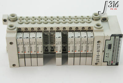 8707 SMC 12-SLOT SOLENOID PNEU MANF SJ1 W/ 9X VVQ1000-10A-1 EX120