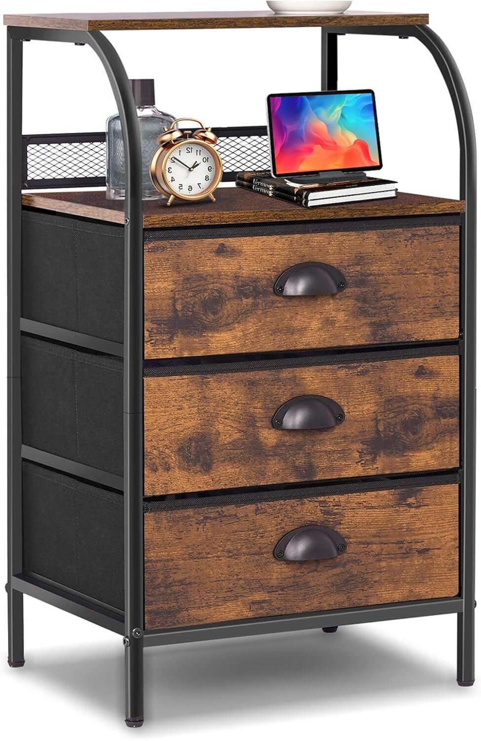 Nightstand with Fabric Drawer Organizer for Bedroom or Living Room 1 Pack-image
