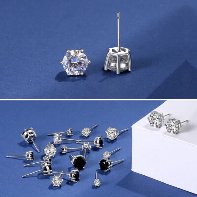 Solitär Ohrstecker Silber 925 3-7 mm Zirkonia Solitaire Damen Herren - Bild 1 von 4