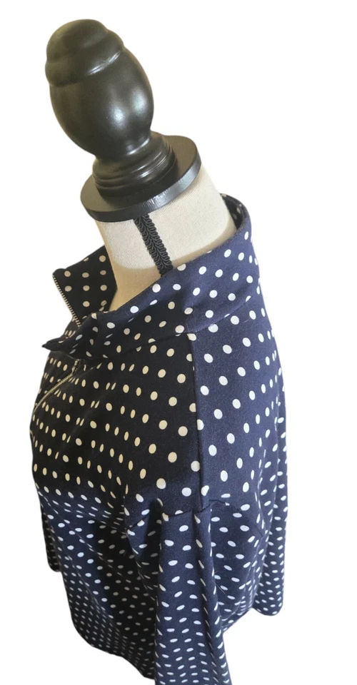 Jaqueta pulôver Koret azul marinho branca bolinhas gola com zíper tamanho XL - Imagem 2 de 4