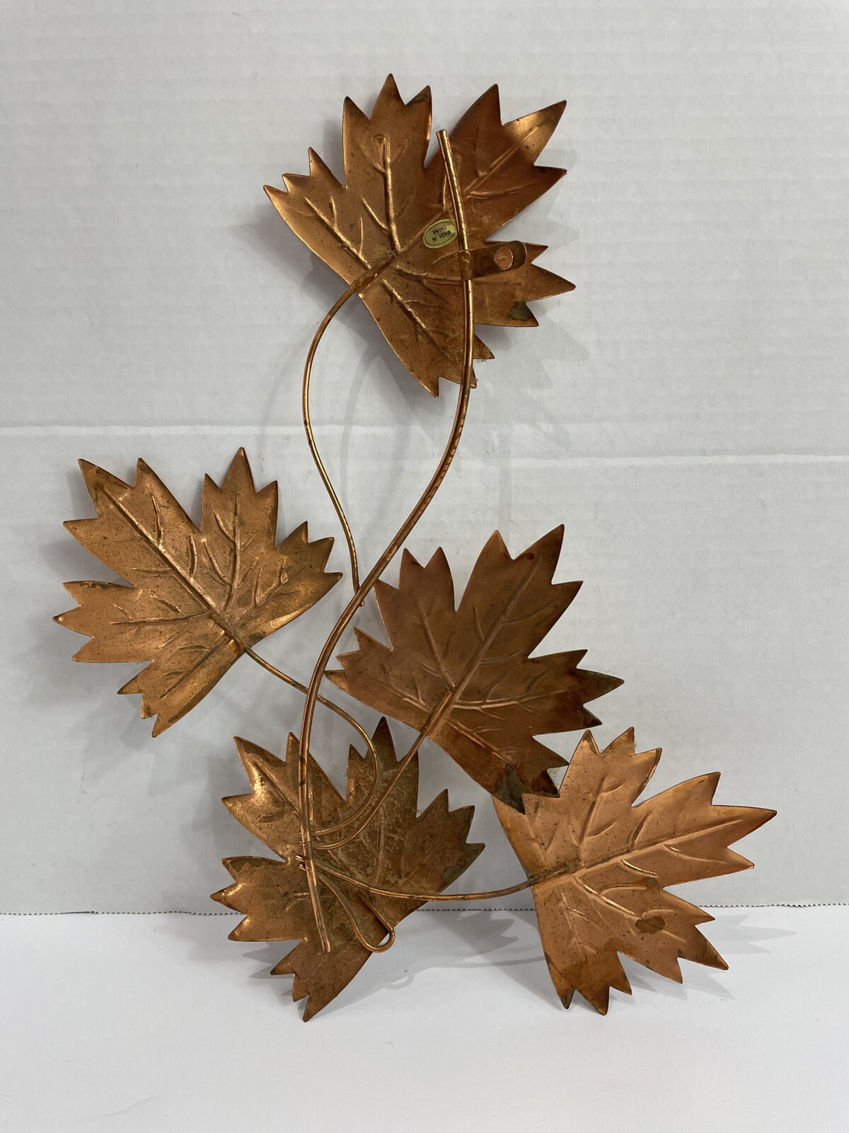 Vintage Brutalist Copper Metal Maple Leaf Wall Art Sculpture Set Of 3