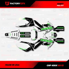 White & Green Shift Racing Graphics kit fits Honda Crf450X 05-18 Crf 450X 450