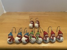 Snowman Shower Curtain Hooks, Lot Of 10.