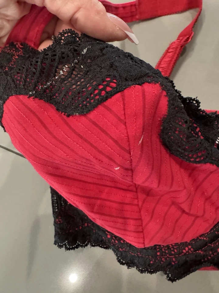 Sujetador SEXY FELINA PARAMOUR Rojo Negro #115353 con aros sin relleno ribete de encaje 34ddd Foto 4 de 4