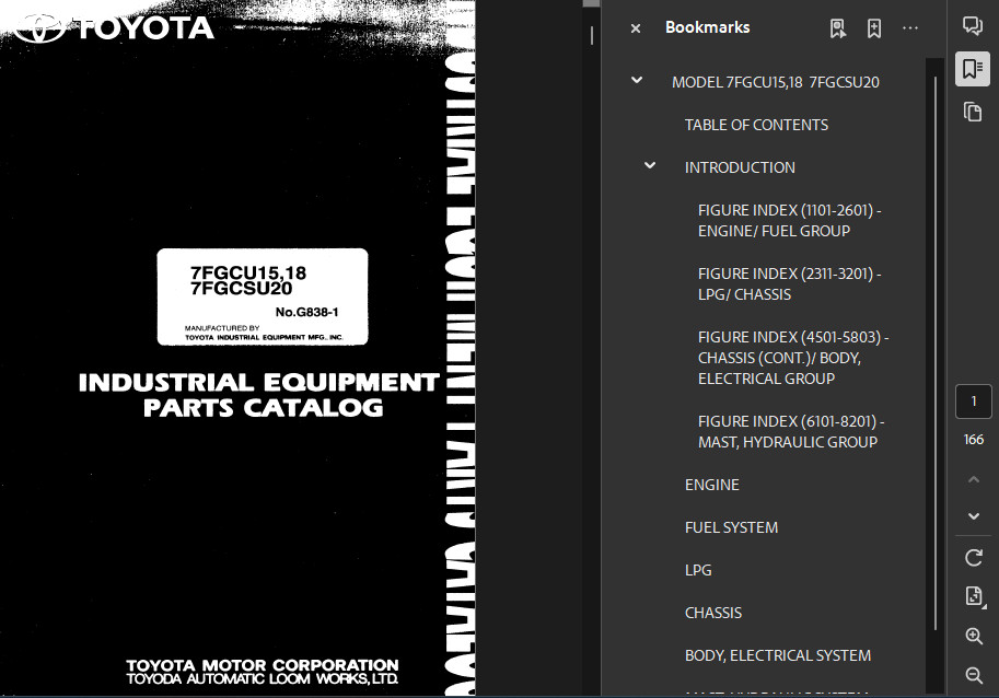 TOYOTA FORKLIFT 7FGCU18 SERVICE PARTS REPAIR SHOP MANUAL PDF FILE ON USB