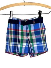 NWT Ralph Lauren sz 6 mths Boys Plaid multi color belted Shorts D3
