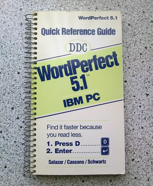 DDC Word Perfect Wordperfect 5.1 IBM PC Quick Reference Guide Book 1990