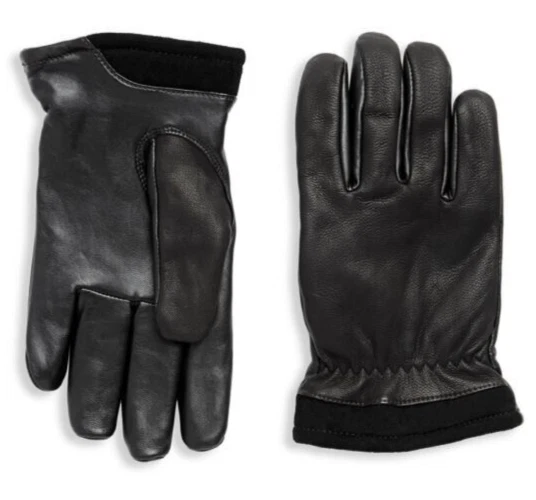 UGG Capitan Genuine Leather & Faux Fur Lined Smart Glove in Black Men's M
