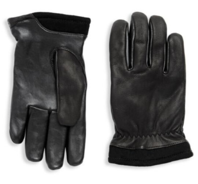 UGG Capitan Genuine Leather & Faux Fur Lined Smart Glove in Black Men's M