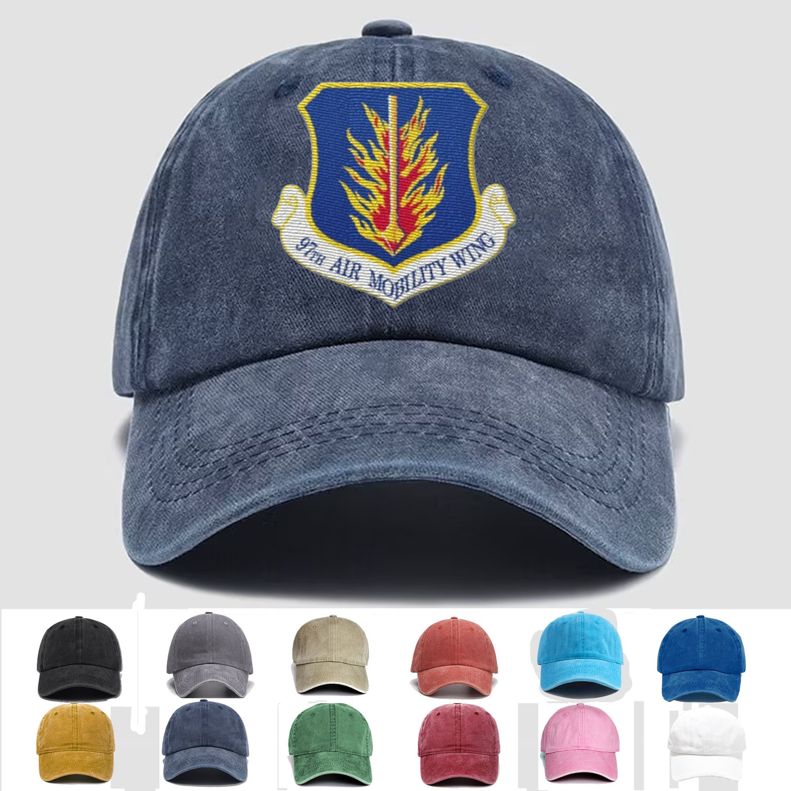 Custom Embroidered Hat 97th Air Mobility Wing, Veteran Cap, Trucker Hat, Gift