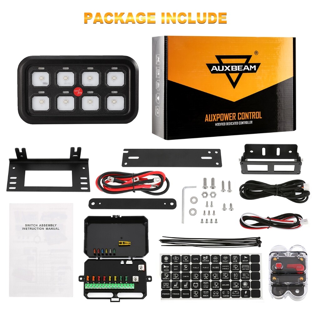 AUXBEAM 8 Gang Switch Panel On-Off LED Light Bar Circuit Control 