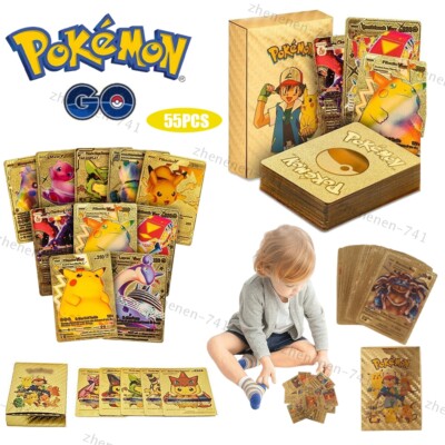 55tlg Poke.mon Karten Englisch Sammlung Bundle Metall Gold Mint Vmax GX Mega DE