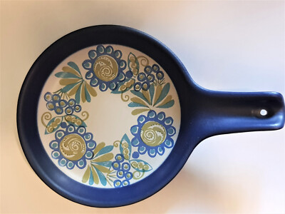 1970s Norway Figgio Flint Vulcanus Flame ware.  Blue Skillet. Tor Viking
