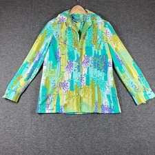 Vintage Alex Garay Teal Geometric Two Piece Blazer Tank Top Set Womens Medium