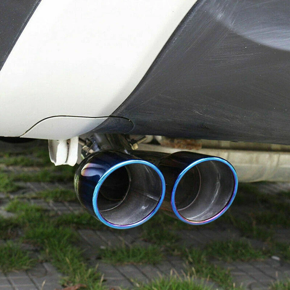 Dual Exhaust Pipe Tailpipe Stainless Steel Tail Muffler Tip Throat Chrome Trim - Imagem 4 de 4