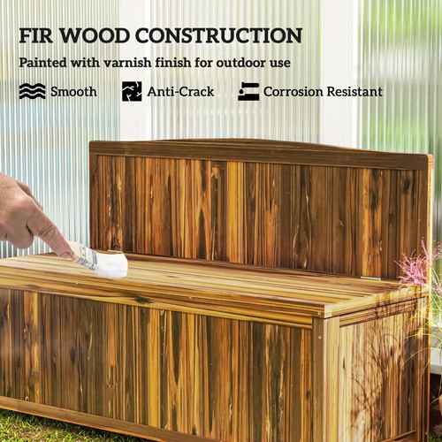 Wooden Storage Bench for Garden Tools Patio Furniture Seating with Lift Up Lid - Picture 9 of 14