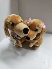 Pair 1981 Crocker Spaniel Cocker Plush Stuffed Dogs Crocker National Bank HD3