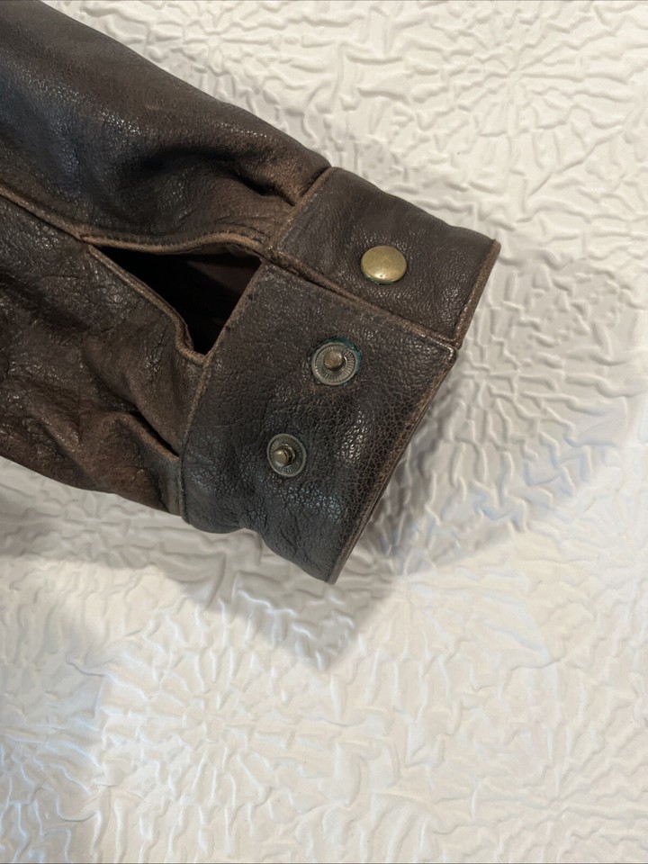 Vtg Wilsons Mens Leather Bomber Jacket Large Adventure Bound Brown
