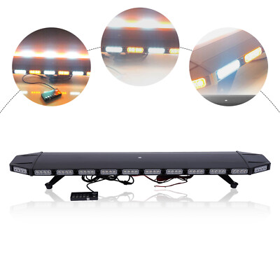 Strobe Light Bar Response Emergency Beacon Warn Tow Truck Amber White 47'' 104LED