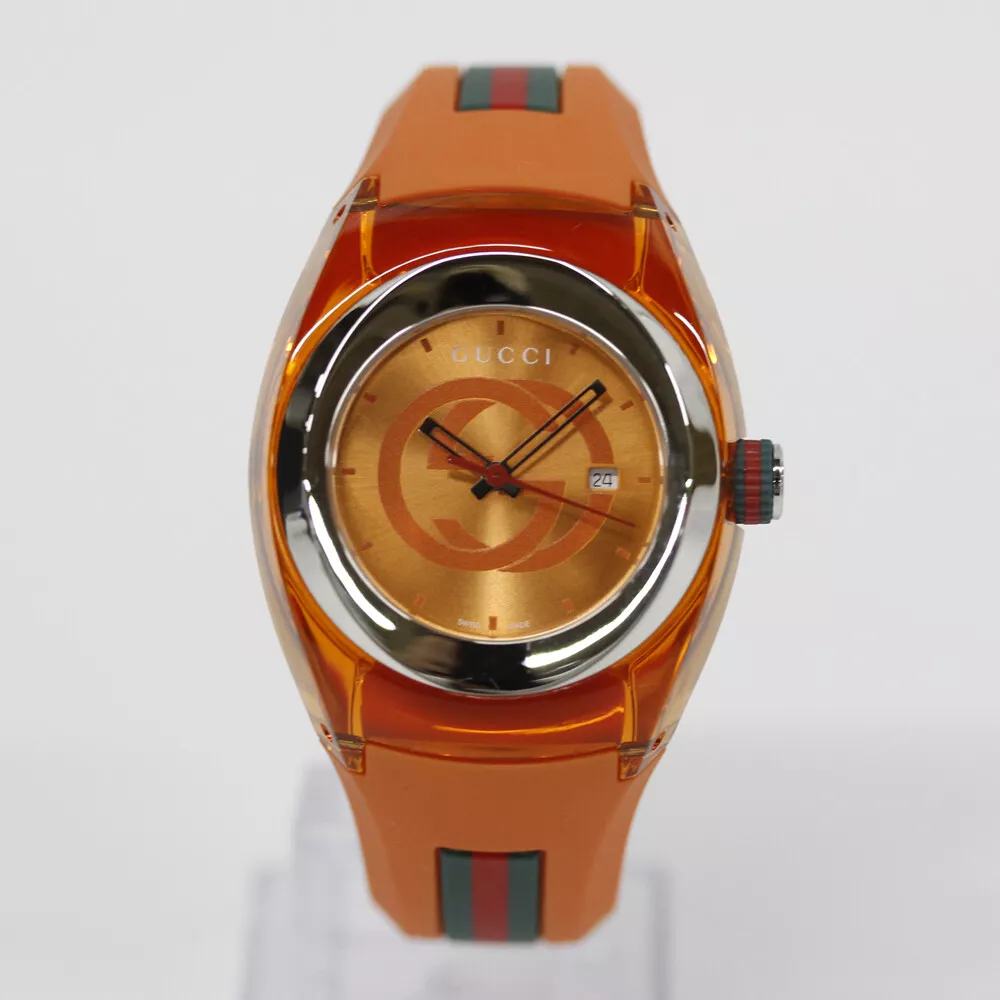GUCCI SYNC YA137311 analogique quartz saphir cristal orange