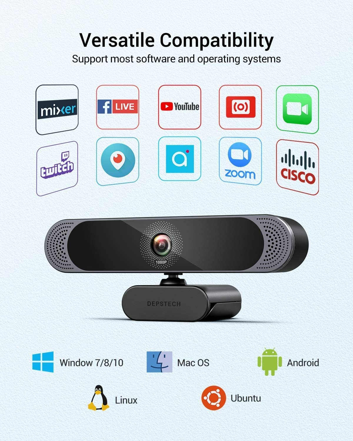 DEPSTECH Full HD Webcam with Microphone 1080P USB Web Camera for Laptop PC