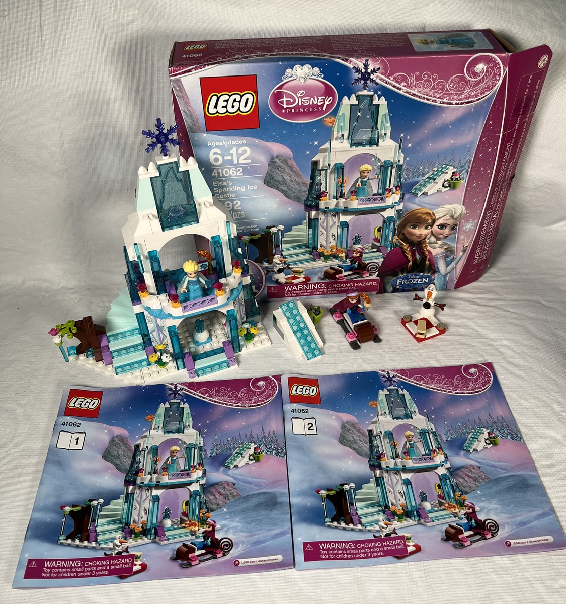 Disney Lego 41062 Elsa's Sparkling Ice Castle 292 Pieces With Box Manuals