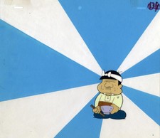 Mototsugu Tensai Bakabon Bakabon's Papa Animation Cel Hand-Painted Background