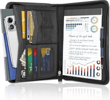 Zippered Portfolio Binder for Men & Women, Resume Portfolio Folder with 5.3" X 8