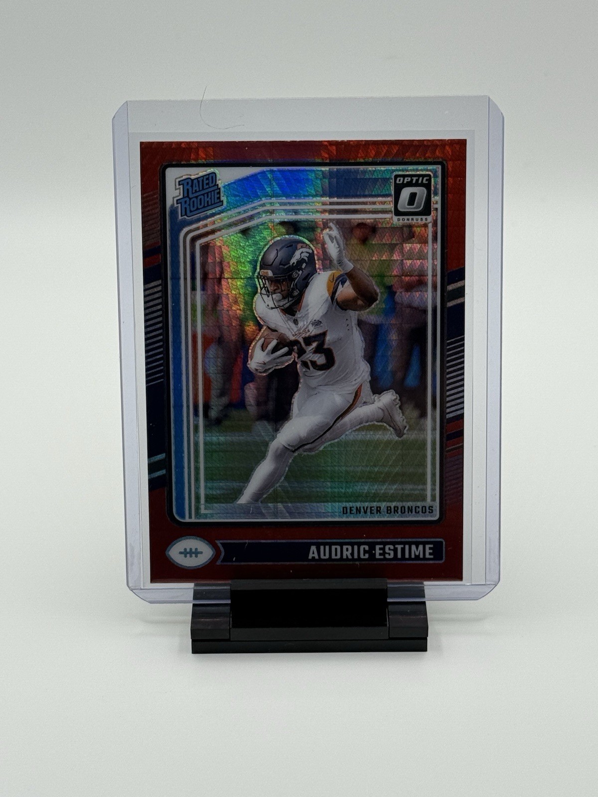 2024 Panini Donruss Optic - Rated Rookie Audric Estime #206 Red Hyper Prizm (RC)