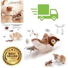 Interactive Bird Cat Toy Plush Chirping Flapping Touch Activated Rechargeable