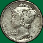 1919 Mercury Dime Very Fine VF Coin #36888