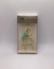 Modern Expressions Initial "R Monogram Keychain with Teal Tassels