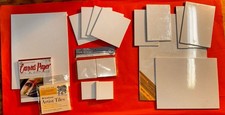 Mixed Canvas Panels Paper Artist Tiles Lot Assorted Sizes Art Supplies
