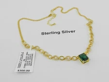 Giani Bernini Lab-Created Emerald & Cubic Zirconia Pendant Necklace in Silver