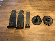 Antique Primitive Lighting Lot - Tin Candlesticks Pushup - Sconces -Loop Handle