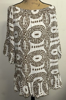 Sundrenched Australia Dress Sz  (10-16) 3/4 Sleeve Off Shoulder Resort Beach VGC