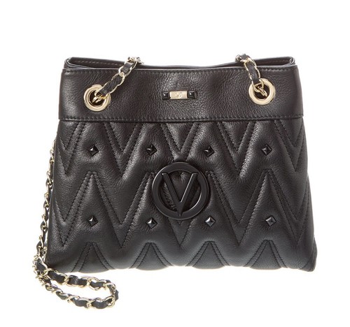valentino by mario valentino “Luisa” Black Quilted Leather &studs Tote Bag