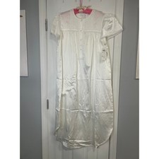 NWT Vintage Carole Hochman White Satin Ballet Nightgown Embroidered Lace Medium