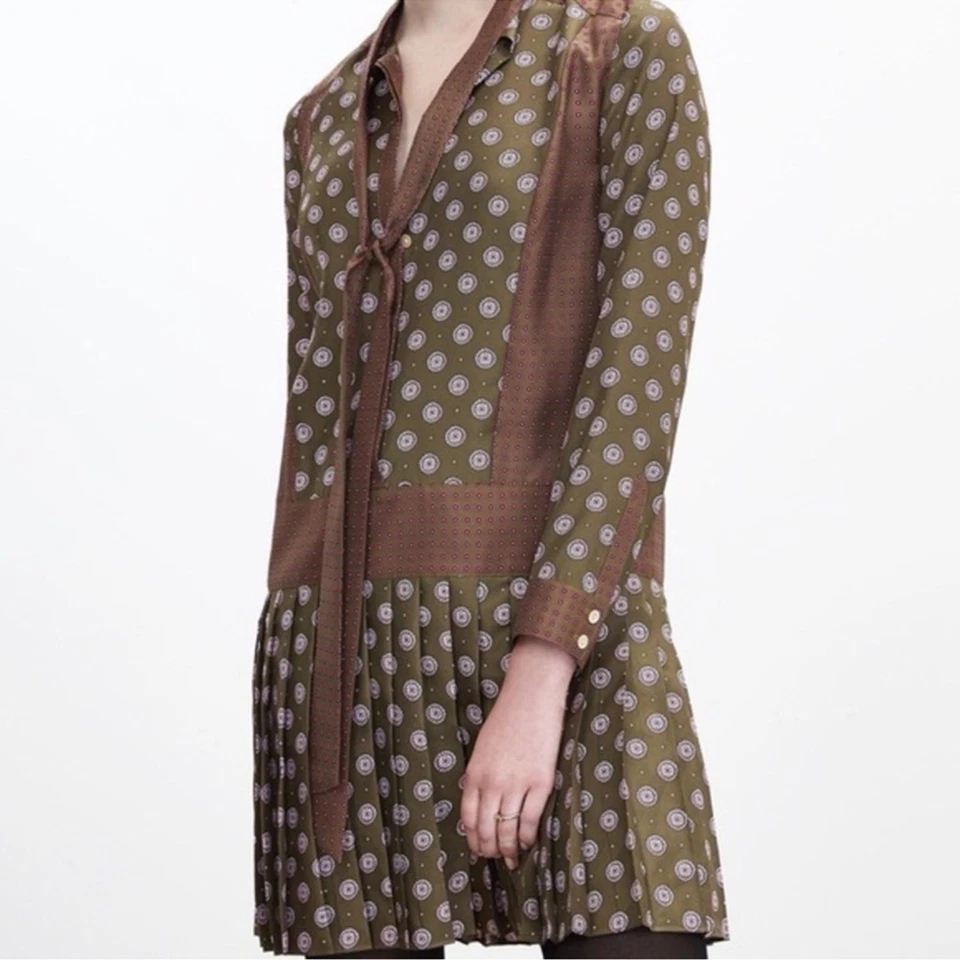 Banana Republic 100% Silk Dress Foulard Silk Bow Ascot Long Sleeve Retro 10 - Image 2 of 4