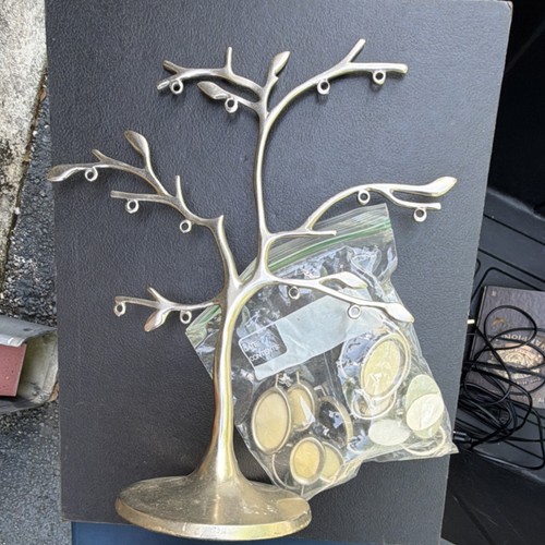 Gold Metal Tree Shape Jewelry Stand with Multi-Hook Branches