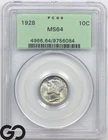 1928 Mercury Dime PCGS MS 64 ** Old Green Label, Super Strong Bands!